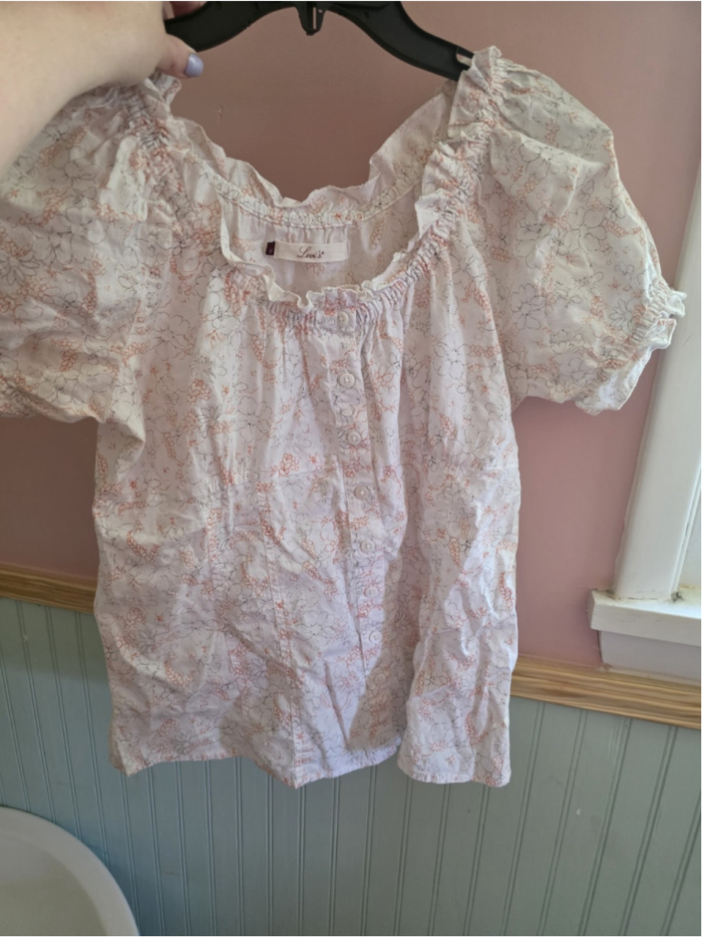Levi's Ditzy Floral Button Up Short Sleeve Shirt Women's Sz Medium